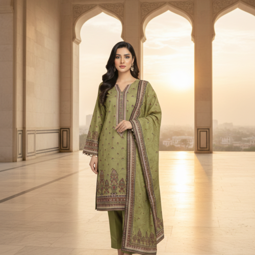 Premium Lawn 3 Piece Digital Printed Suit – Unstitched Summer Lawn Collection (Printed Qameez, Dupatta & Plain Dyed Shalwar)