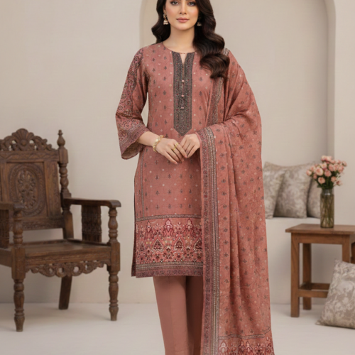 Premium Lawn 3 Piece Digital Printed Suit – Unstitched Summer Lawn Collection (Printed Qameez, Dupatta & Plain Dyed Shalwar)