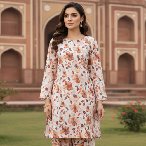 Premium Lawn 2 Piece Printed Suit – Unstitched Summer Lawn Collection for Ladies (Printed Qameez & Printed Dupatta)