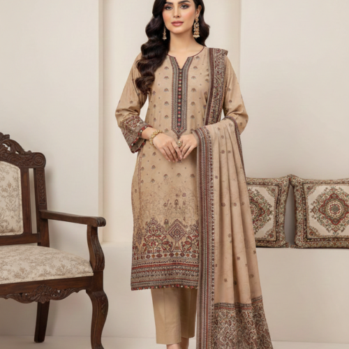 Premium Lawn 3 Piece Digital Printed Suit – Unstitched Summer Lawn Collection (Printed Qameez, Dupatta & Plain Dyed Shalwar)