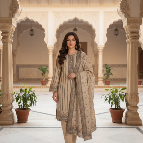 Premium Lawn 3 Piece Digital Printed Suit – Unstitched Summer Lawn Collection (Printed Qameez, Dupatta & Plain Dyed Shalwar)